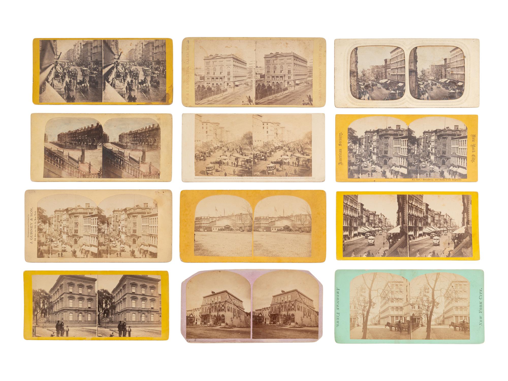 [EARLY PHOTOGRAPHY]. 50 stereoviews of New York City, incl. street scenes and landmarks.