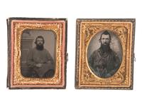 [EARLY PHOTOGRAPHY]. 2 ninth plate occupational ambrotypes, incl. subject with compass and square.
