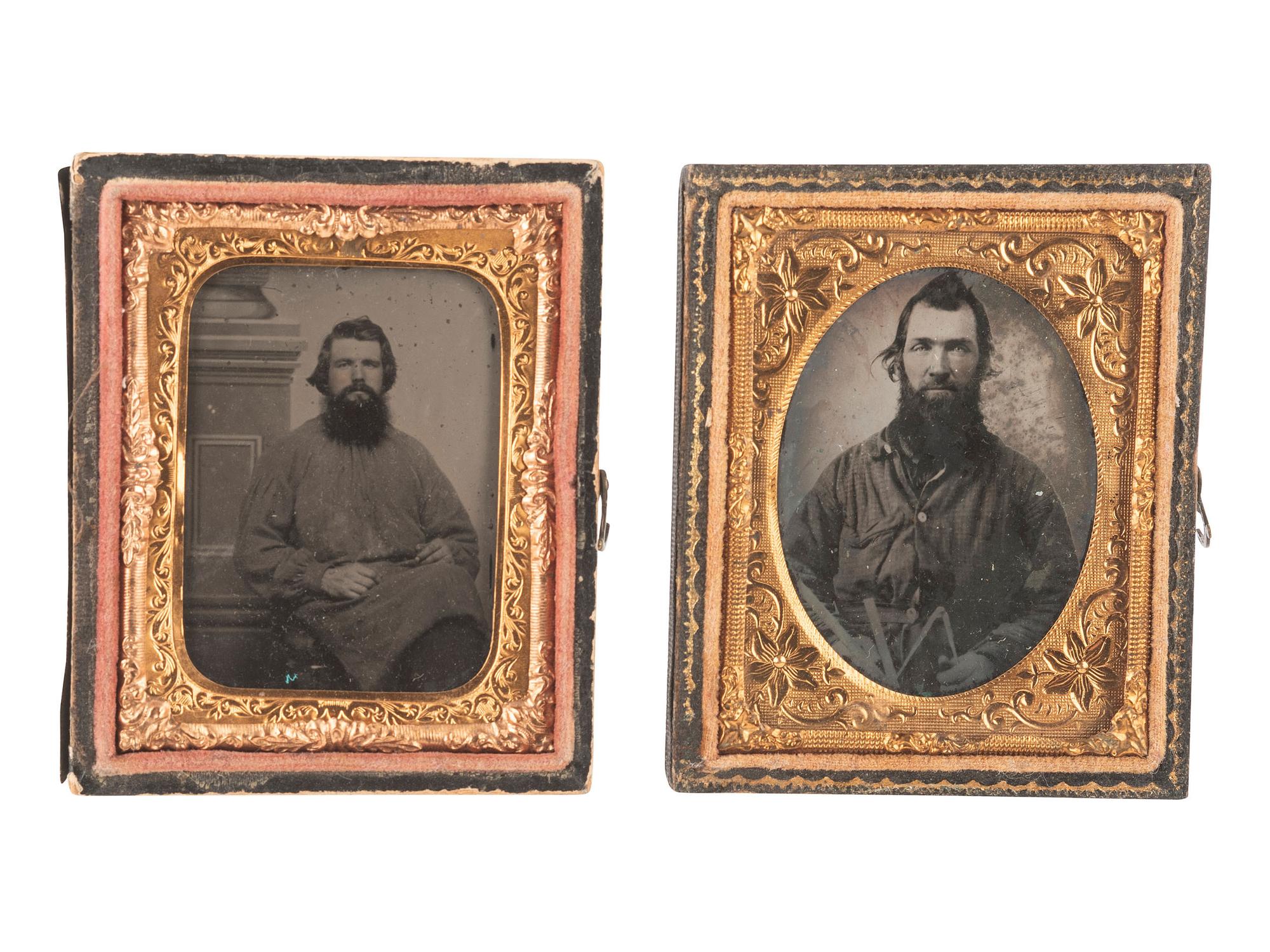 [EARLY PHOTOGRAPHY]. 2 ninth plate occupational ambrotypes, incl. subject with compass and square.