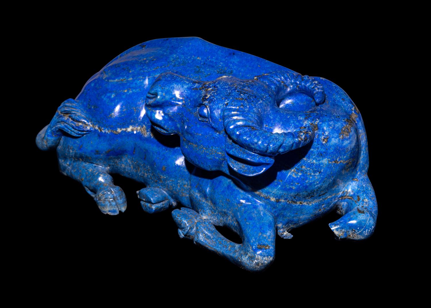 A Chinese Lapis Lazuli Figure of a Recumbent Ox