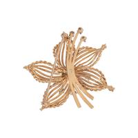 YELLOW GOLD AND CULTURED PEARL FLOWER BROOCH