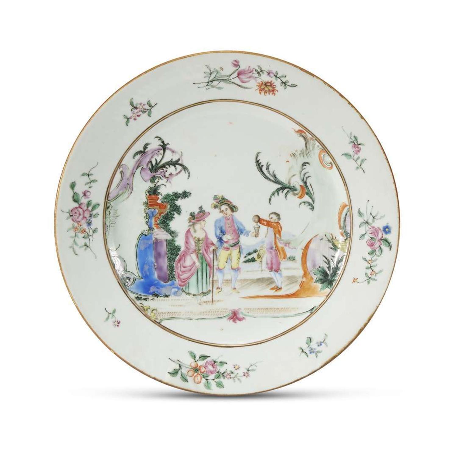 Chinese Export porcelain famille rose plate circa 1760