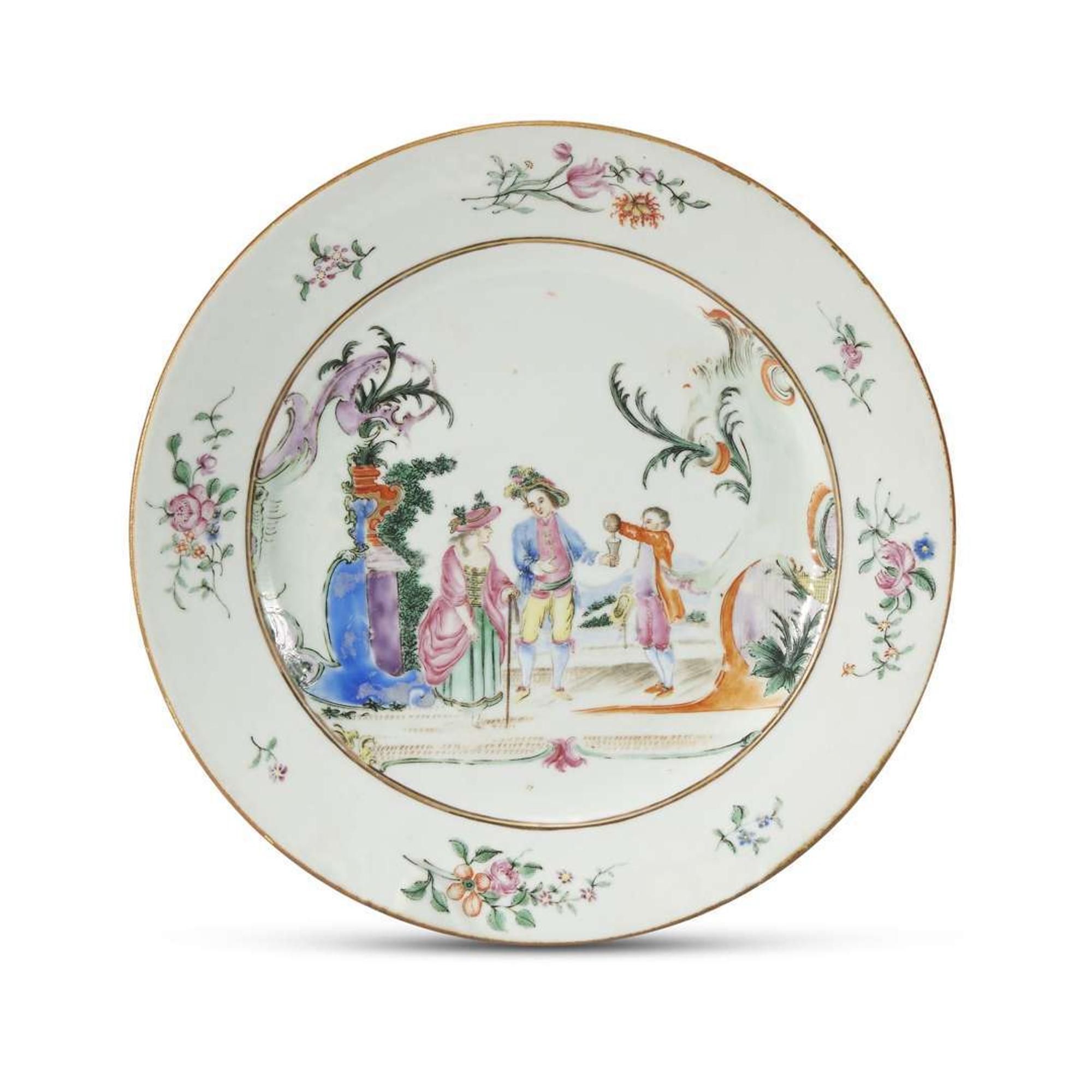 Chinese Export porcelain famille rose plate circa 1760