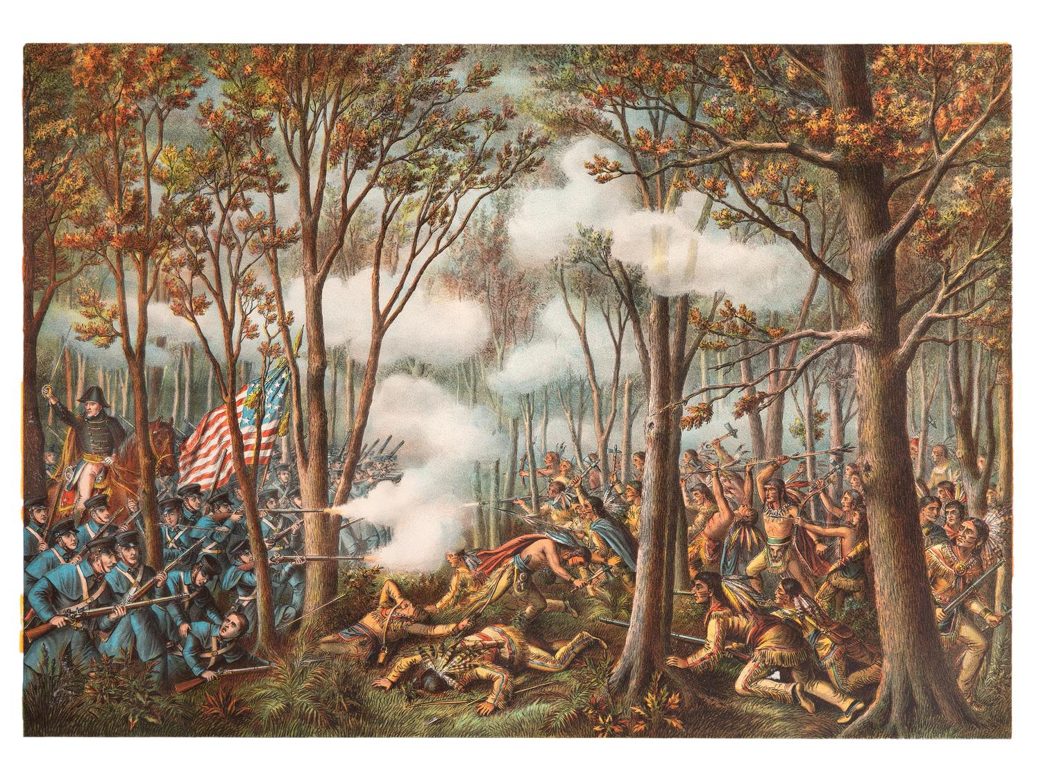 [WAR OF 1812]. A group of 2 Battle of Tippecanoe lithographs.