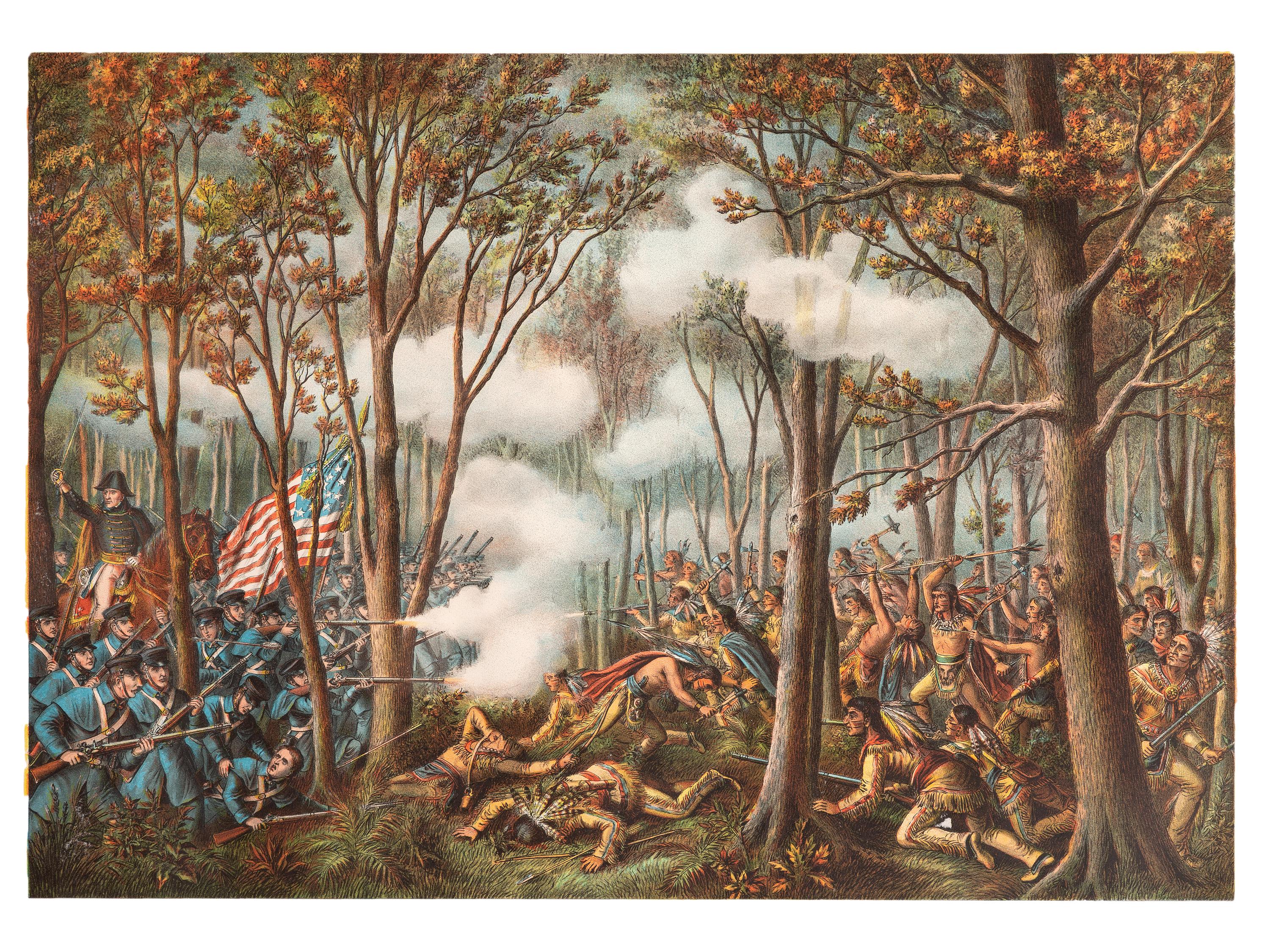 [WAR OF 1812]. A group of 2 Battle of Tippecanoe lithographs.