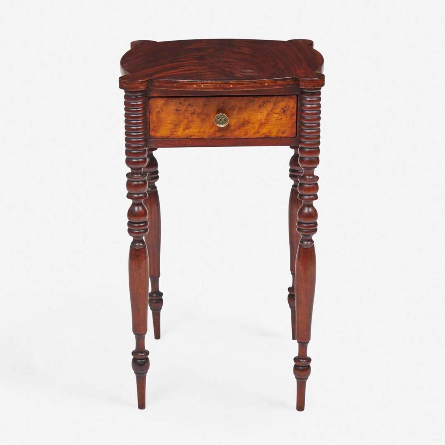 A late Federal figured mahogany and maple work table New England, circa 1810