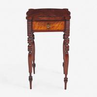A late Federal figured mahogany and maple work table New England, circa 1810
