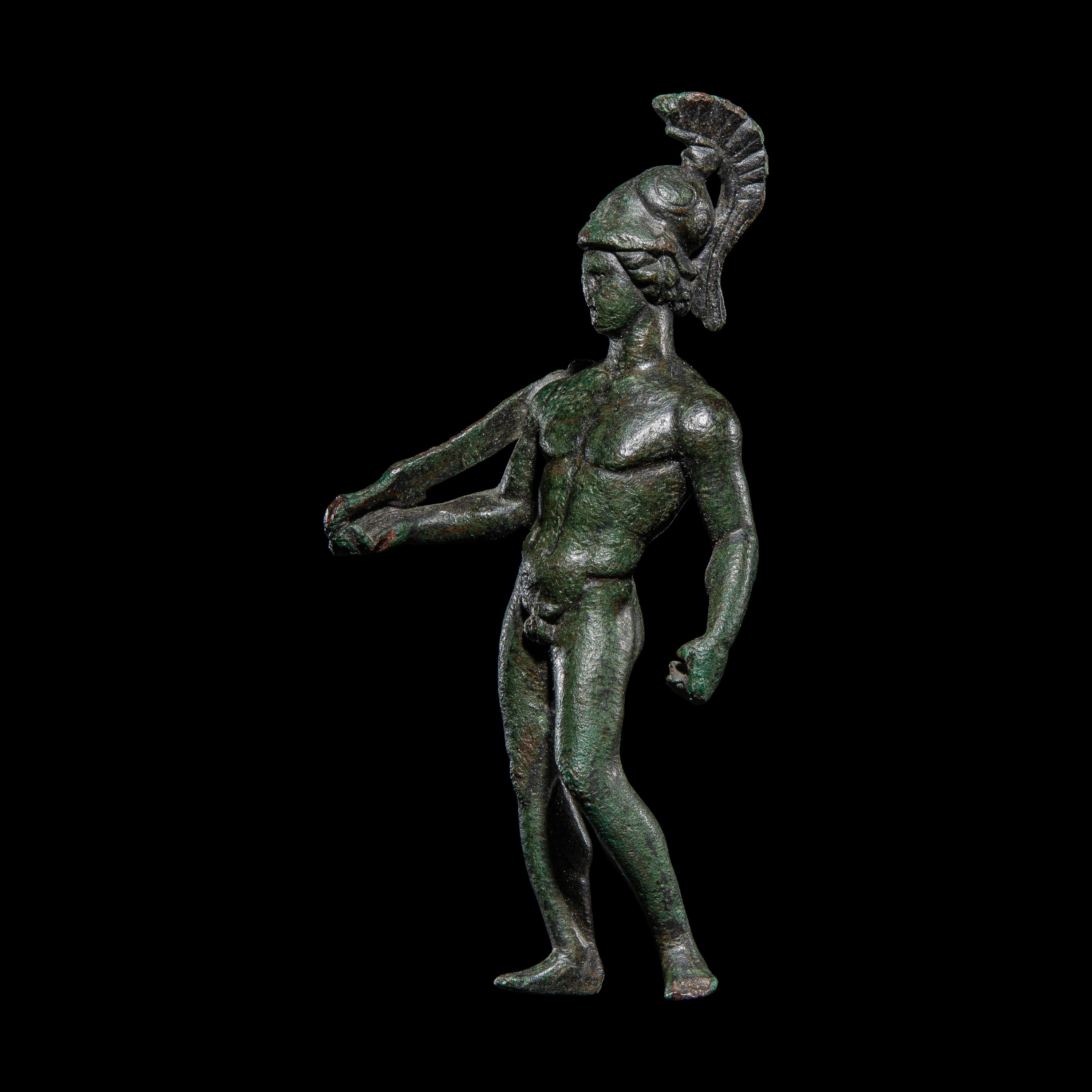 A Roman Bronze Mars Holding a Parazonium