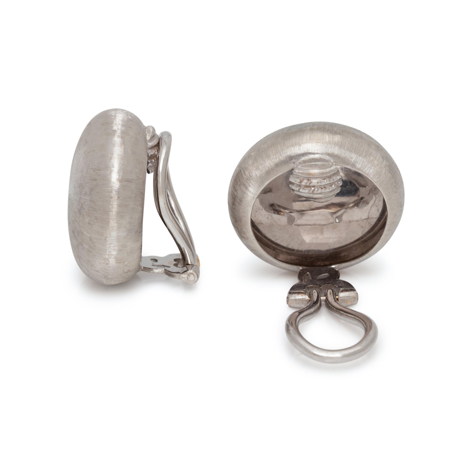 BUCCELLATI, WHITE GOLD EARCLIPS