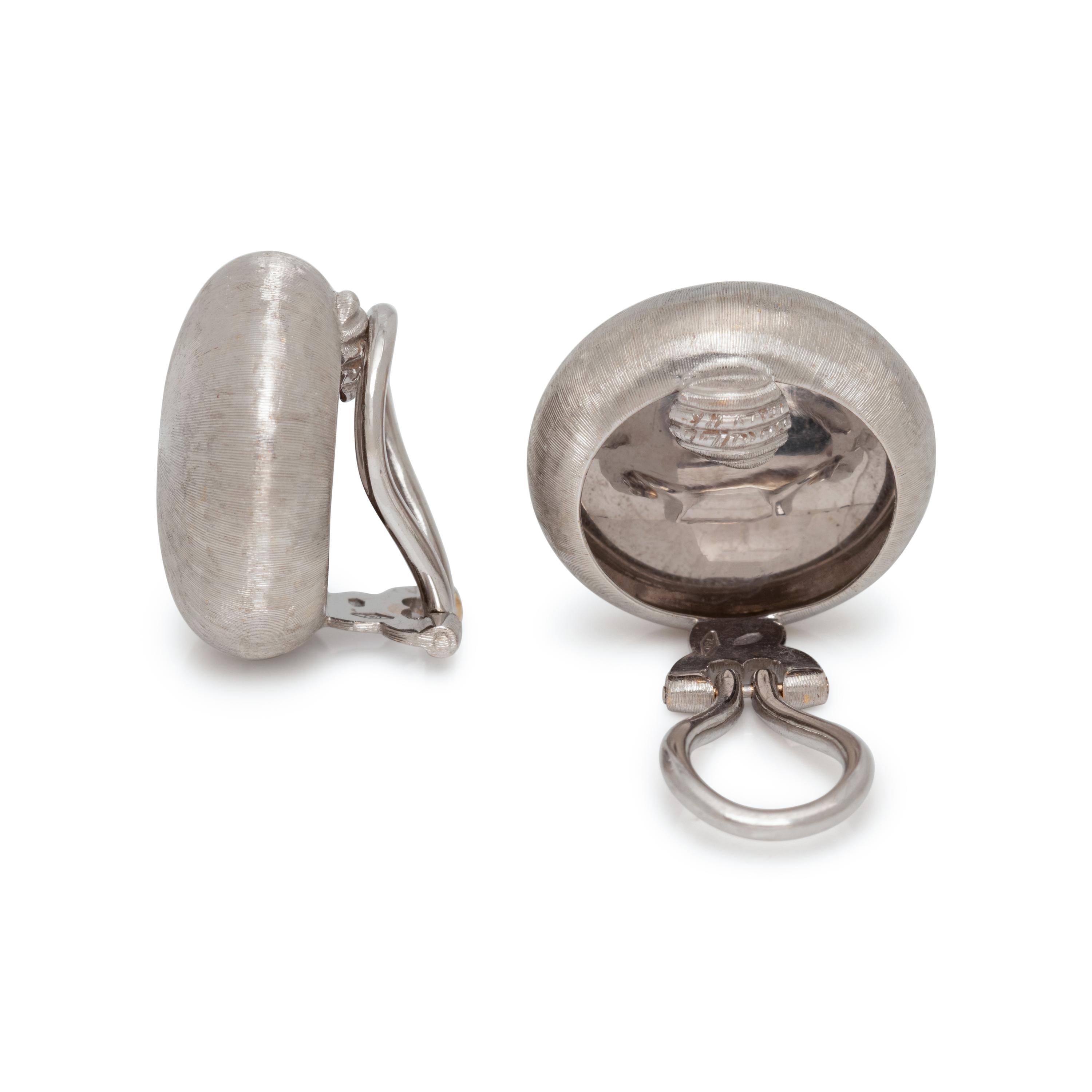 BUCCELLATI, WHITE GOLD EARCLIPS