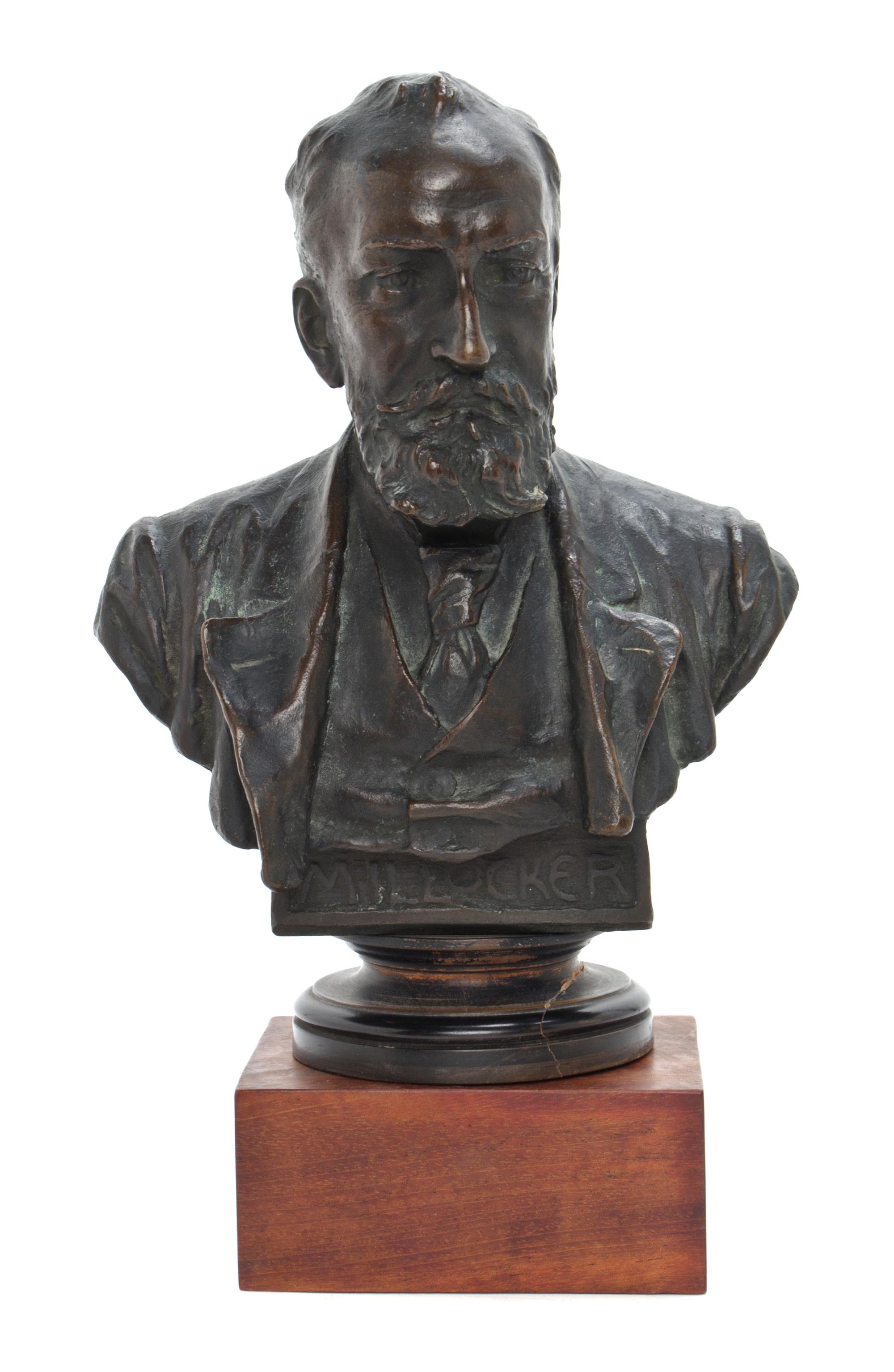 A Continental Bronze Bust, Height 9 1/2 inches.