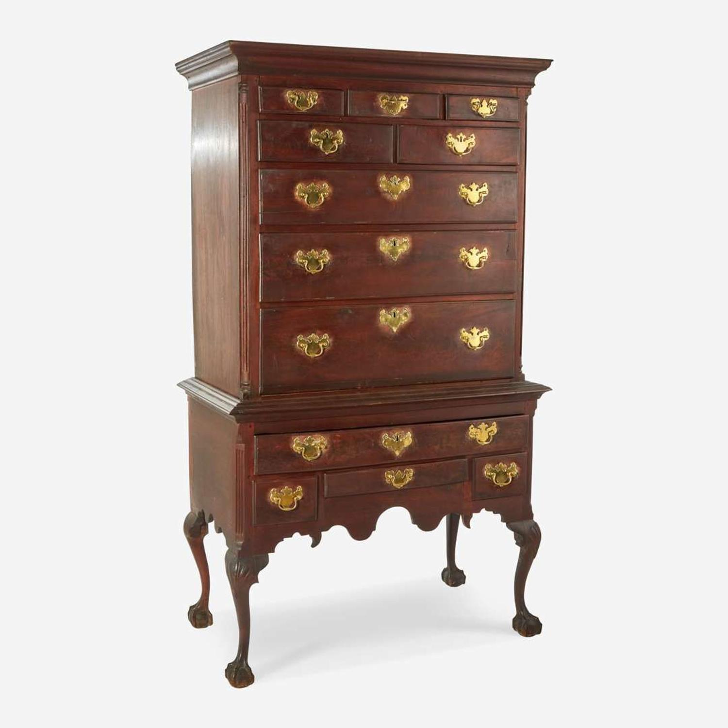 A Chippendale carved walnut high chest Southeastern Pennsylvania, circa 1770