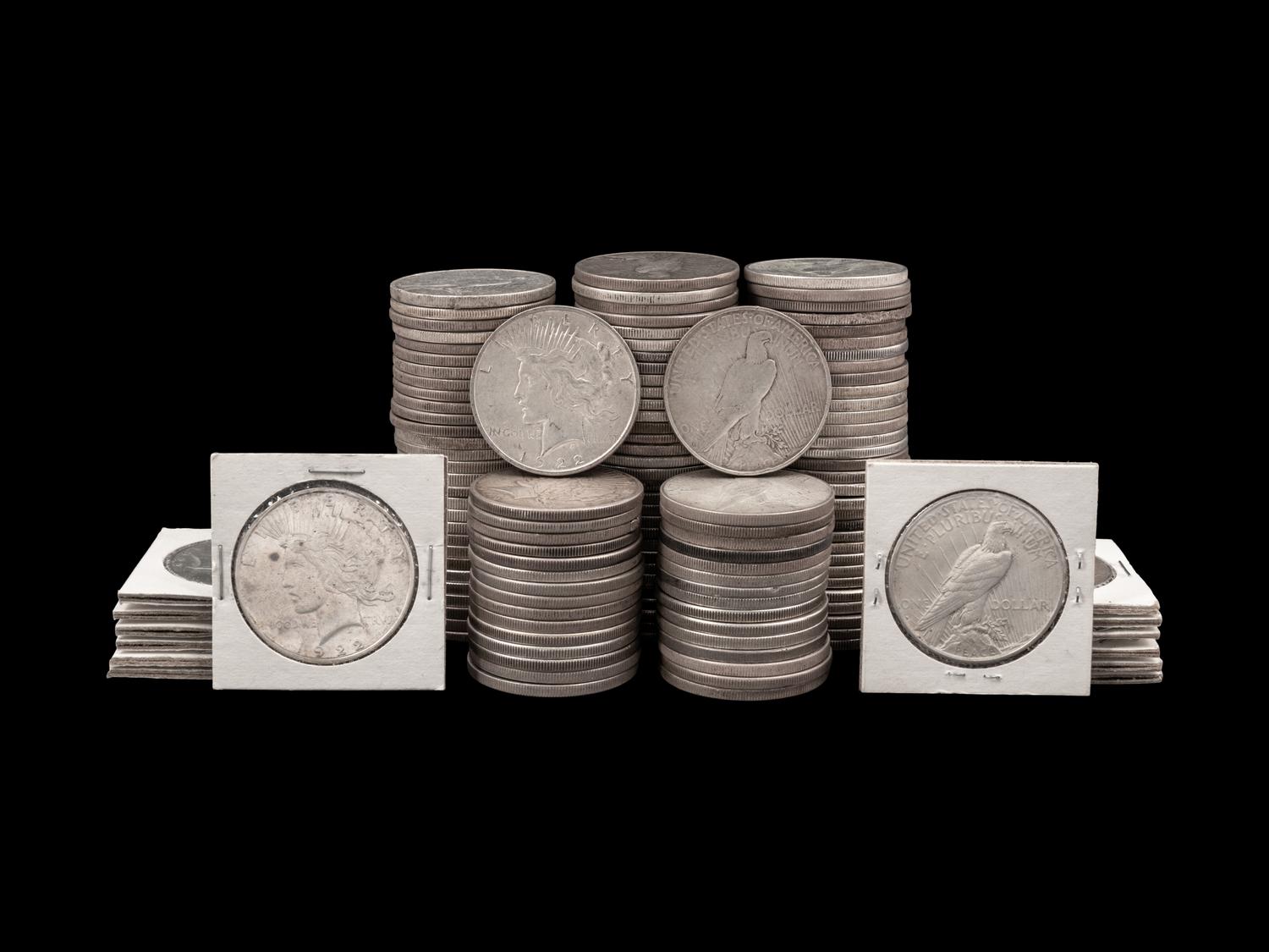 A Large Collection of Peace $1 Coins