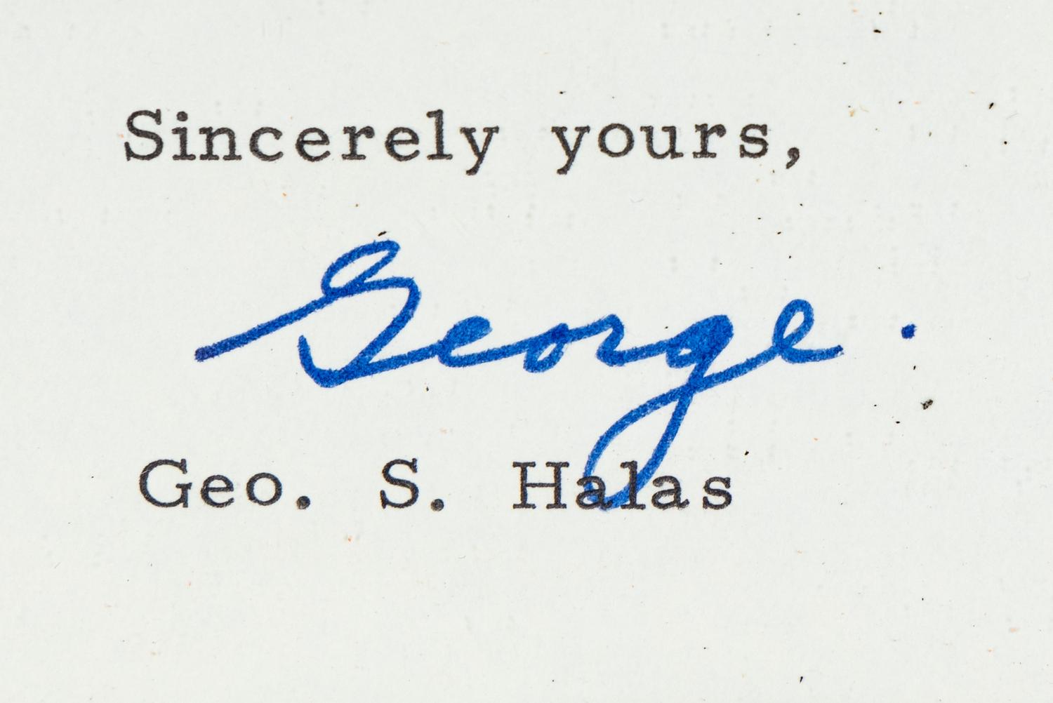 A George “Papa Bear” Halas Signed Autograph Chicago Bears Letter and Business Card from the 1970s