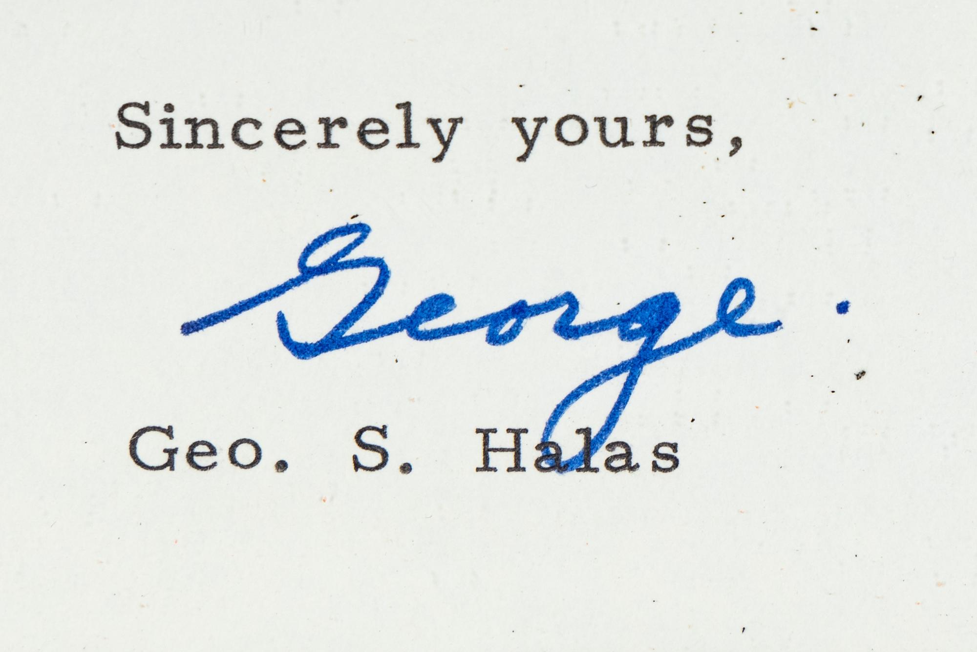 A George “Papa Bear” Halas Signed Autograph Chicago Bears Letter and Business Card from the 1970s