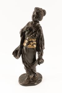 A Japanese Parcel Gilt Bronze Figure of a Lady