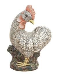 A Chinese Export Polychrome Ceramic Chicken Height 18 x width 12 x depth 7 inches. — 20TH CENTURY
