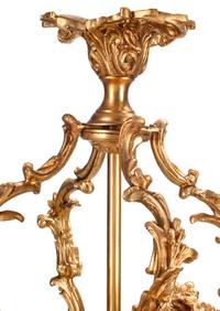 A Pair of Louis XV Style Gilt Bronze and Etched Glass Hall Lanterns