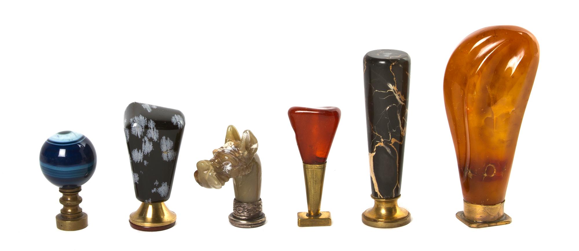A Collection of Hardstone Seals, Height of tallest 4 3/8 inches.