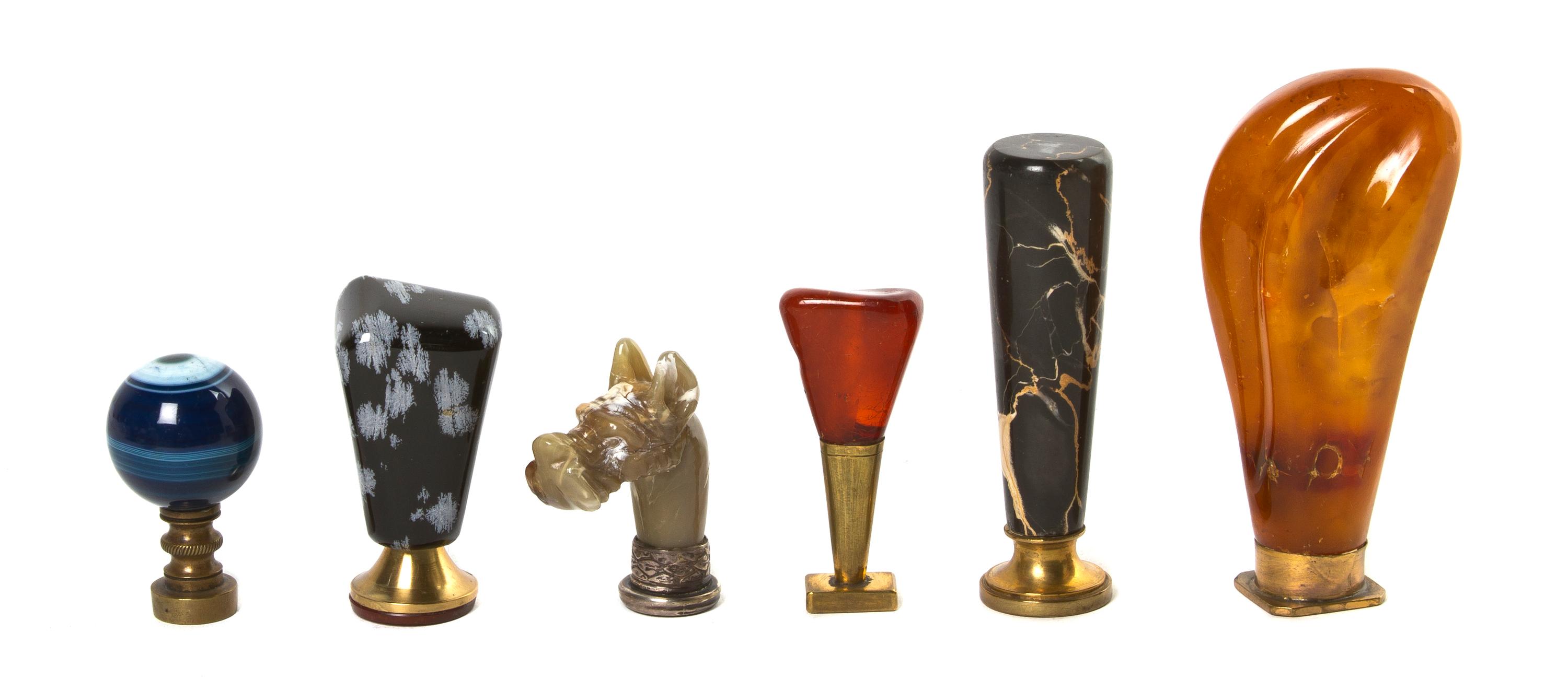 A Collection of Hardstone Seals, Height of tallest 4 3/8 inches.