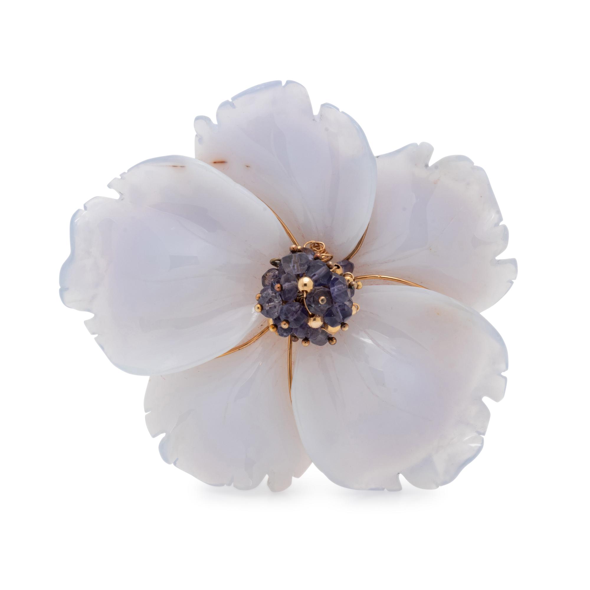 GEMSTONE FLOWER BROOCH