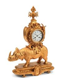 A French Gilt Bronze Rhinoceros Clock