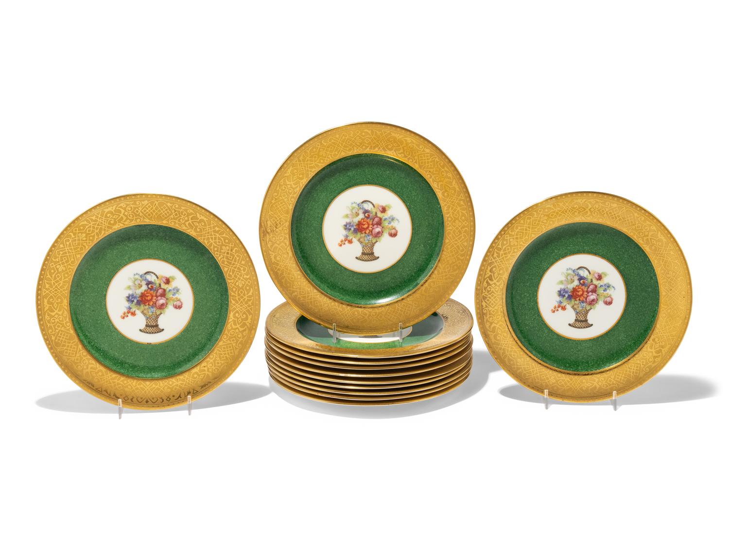 A Set of Twelve Cauldon Porcelain Cabinet Plates