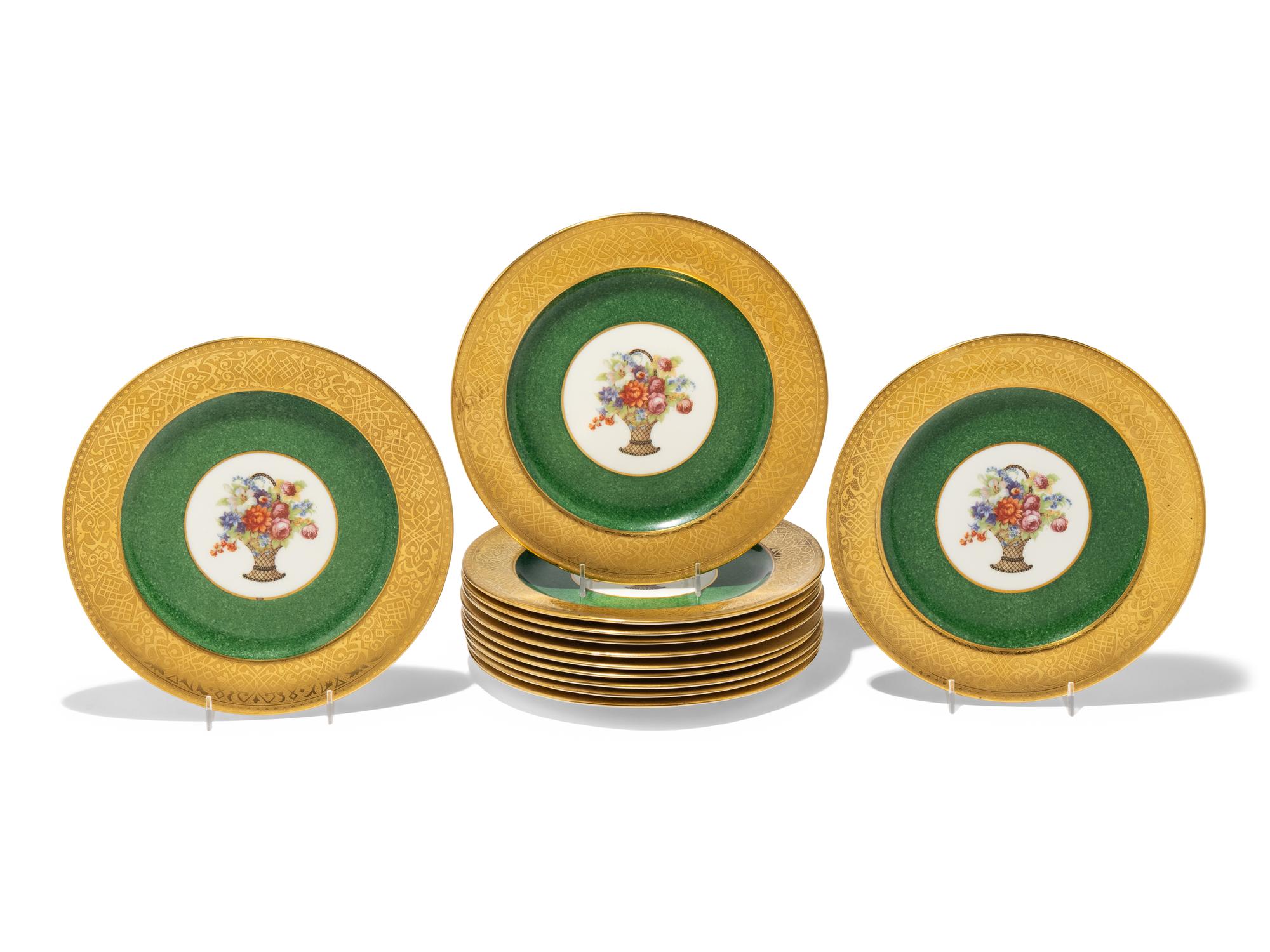 A Set of Twelve Cauldon Porcelain Cabinet Plates