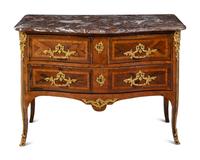A Régence Gilt Bronze Mounted Marble-Top Commode