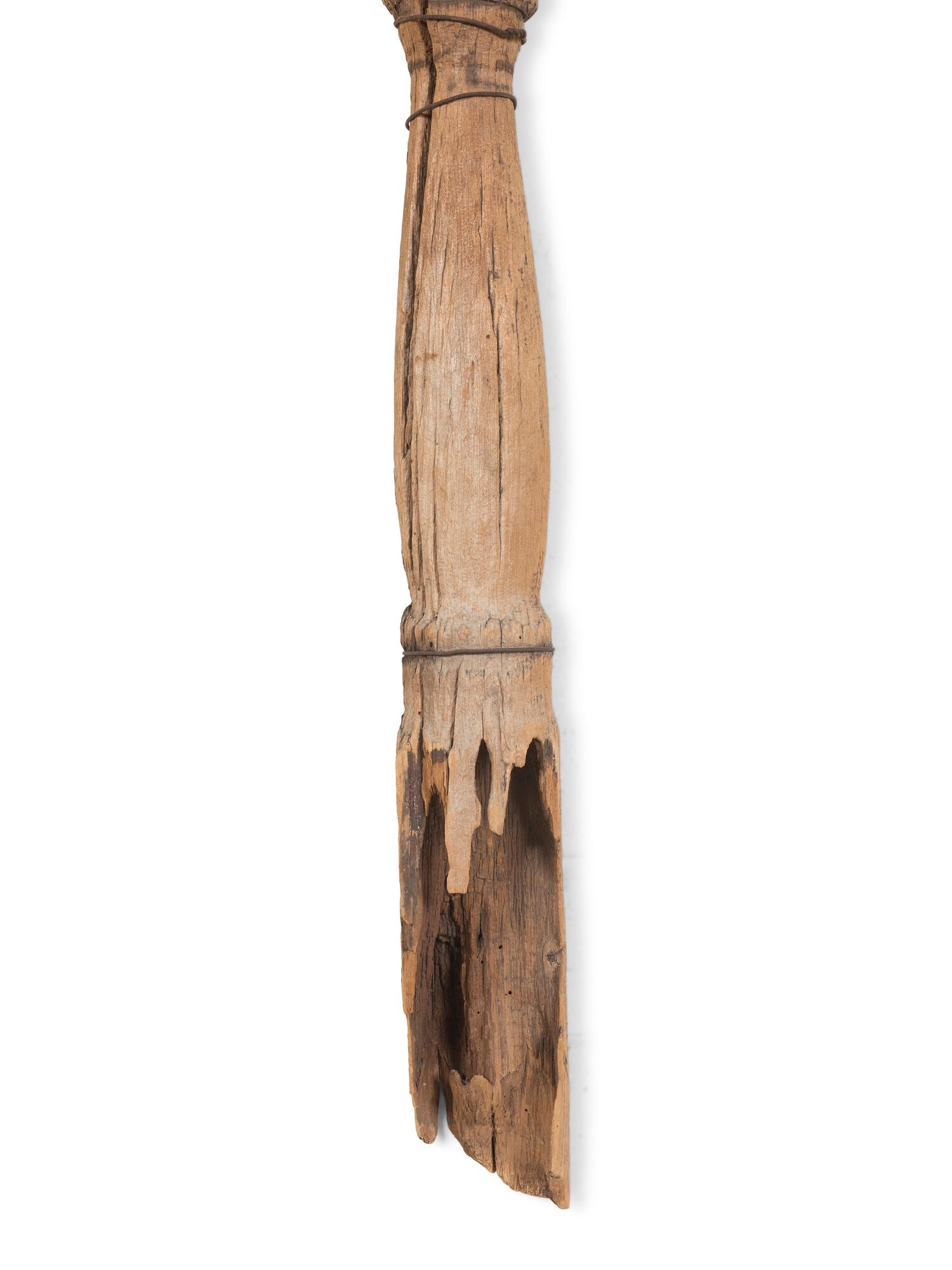 A Rare, Vernacular Carved Pine and Wrought Iron Apple Shovel and Pitchfork Weathervane
