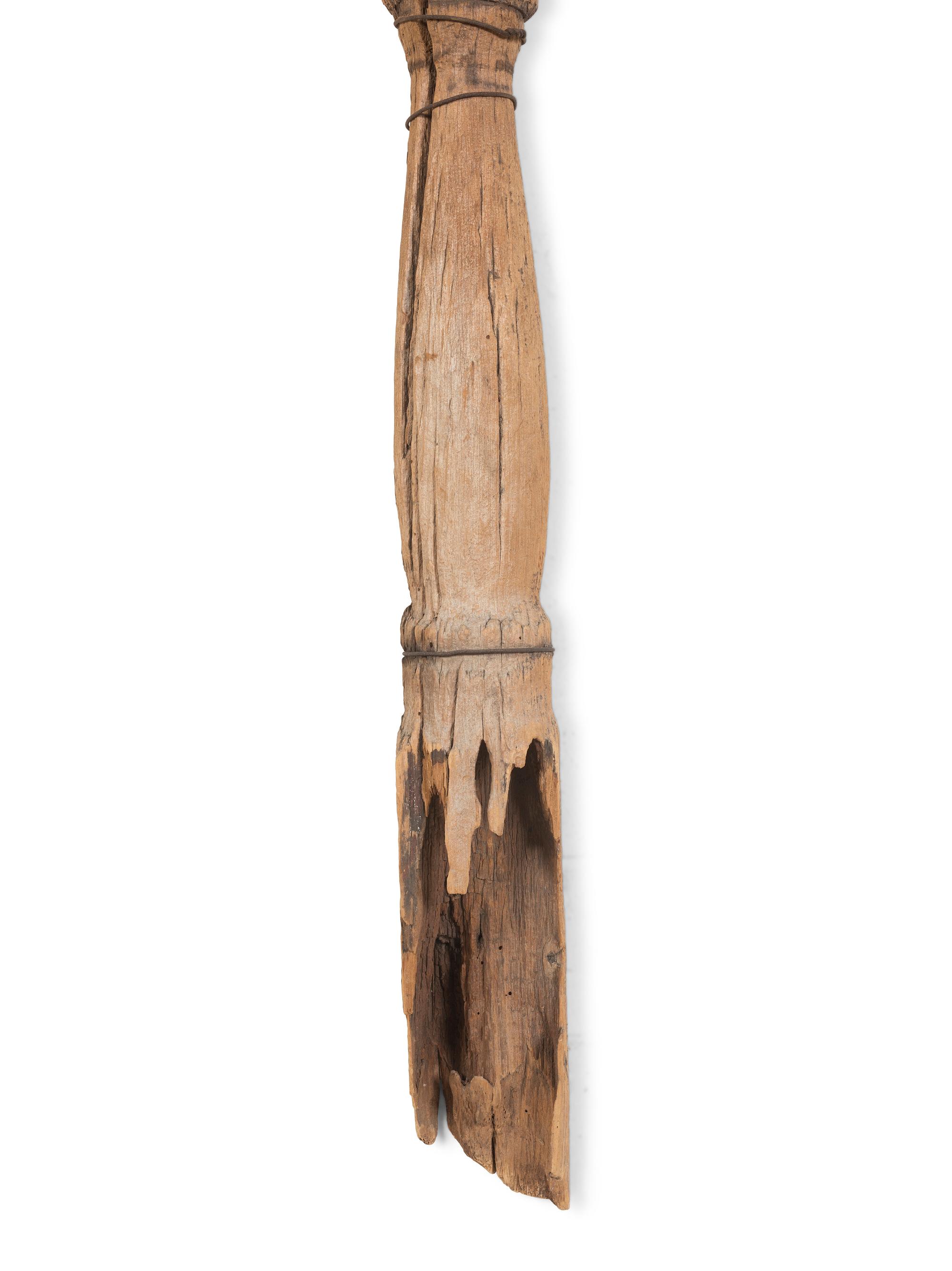 A Rare, Vernacular Carved Pine and Wrought Iron Apple Shovel and Pitchfork Weathervane