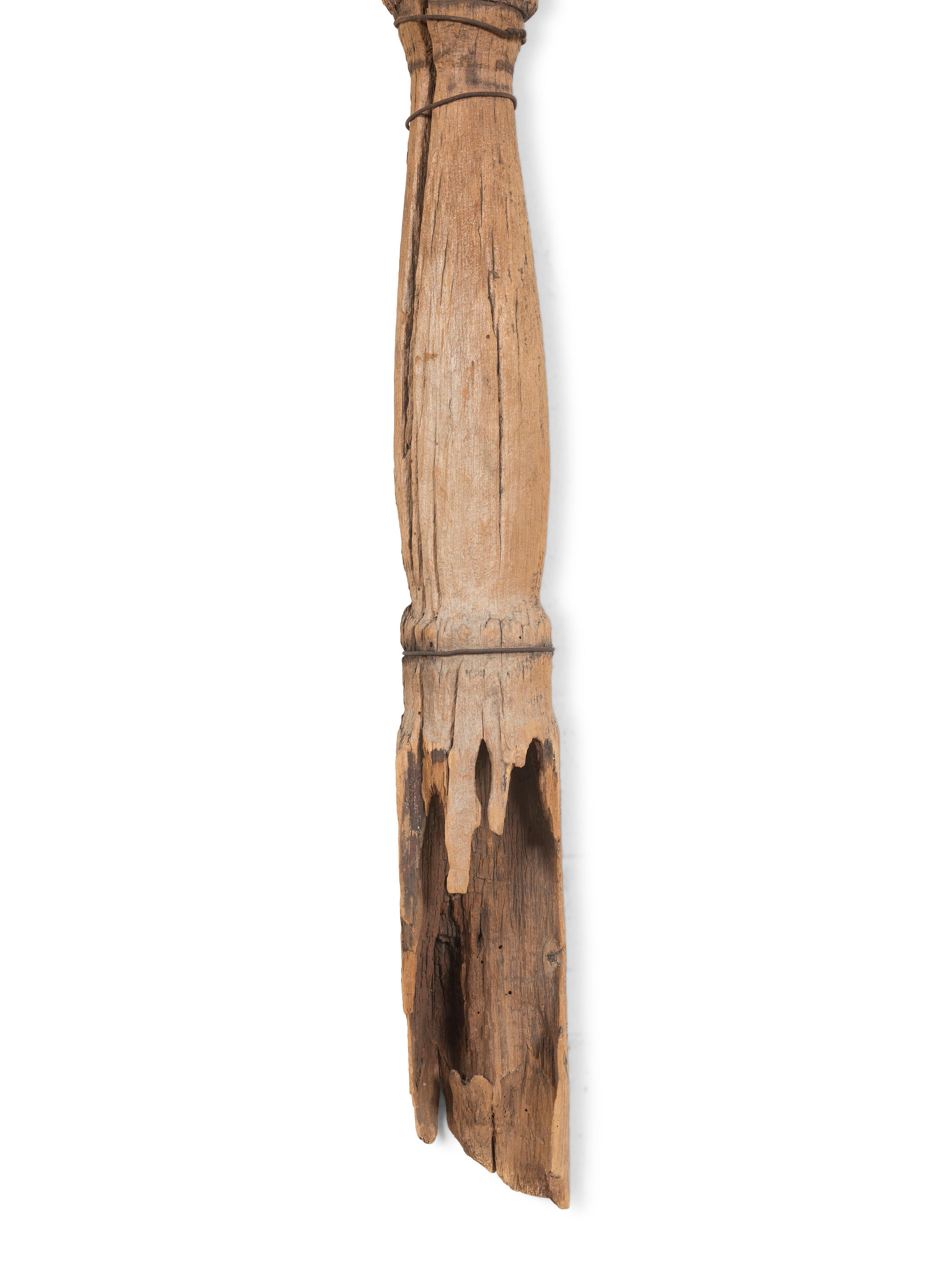 A Rare, Vernacular Carved Pine and Wrought Iron Apple Shovel and Pitchfork Weathervane