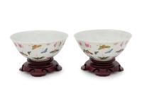 A Pair of Famille Rose 'Butterfly' Bowls