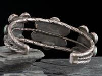 Navajo Silver and Turquoise Cluster Cuff Bracelet