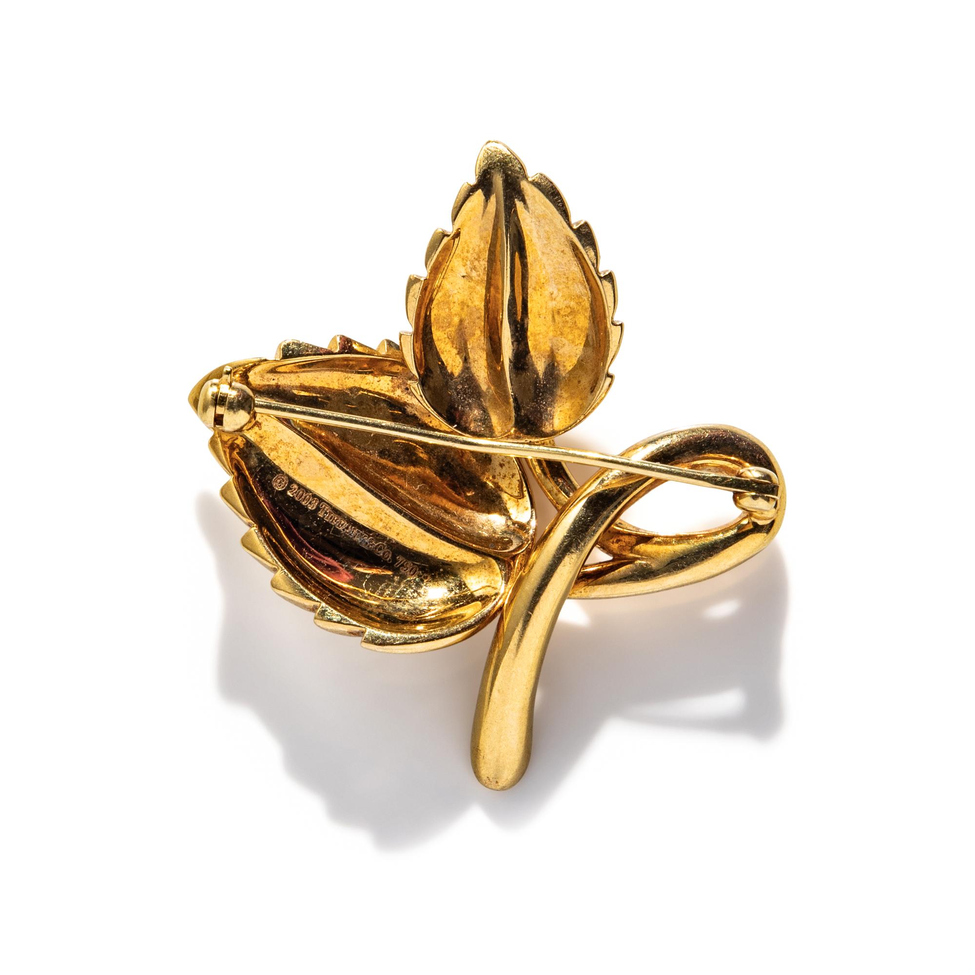 TIFFANY & CO., YELLOW GOLD LEAF BROOCH