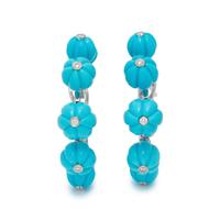 DIAMOND AND TURQUOISE HOOP EARCLIPS