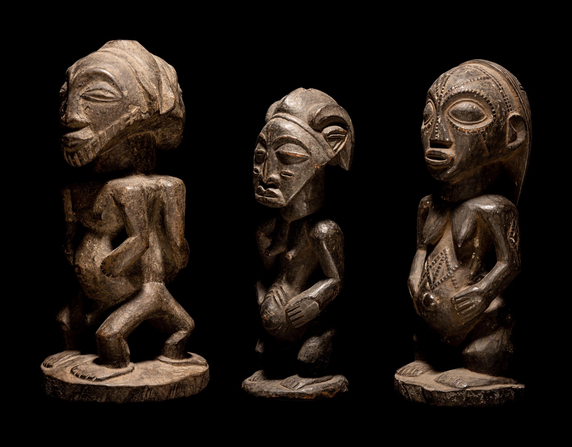 Three Baule Wood Figures