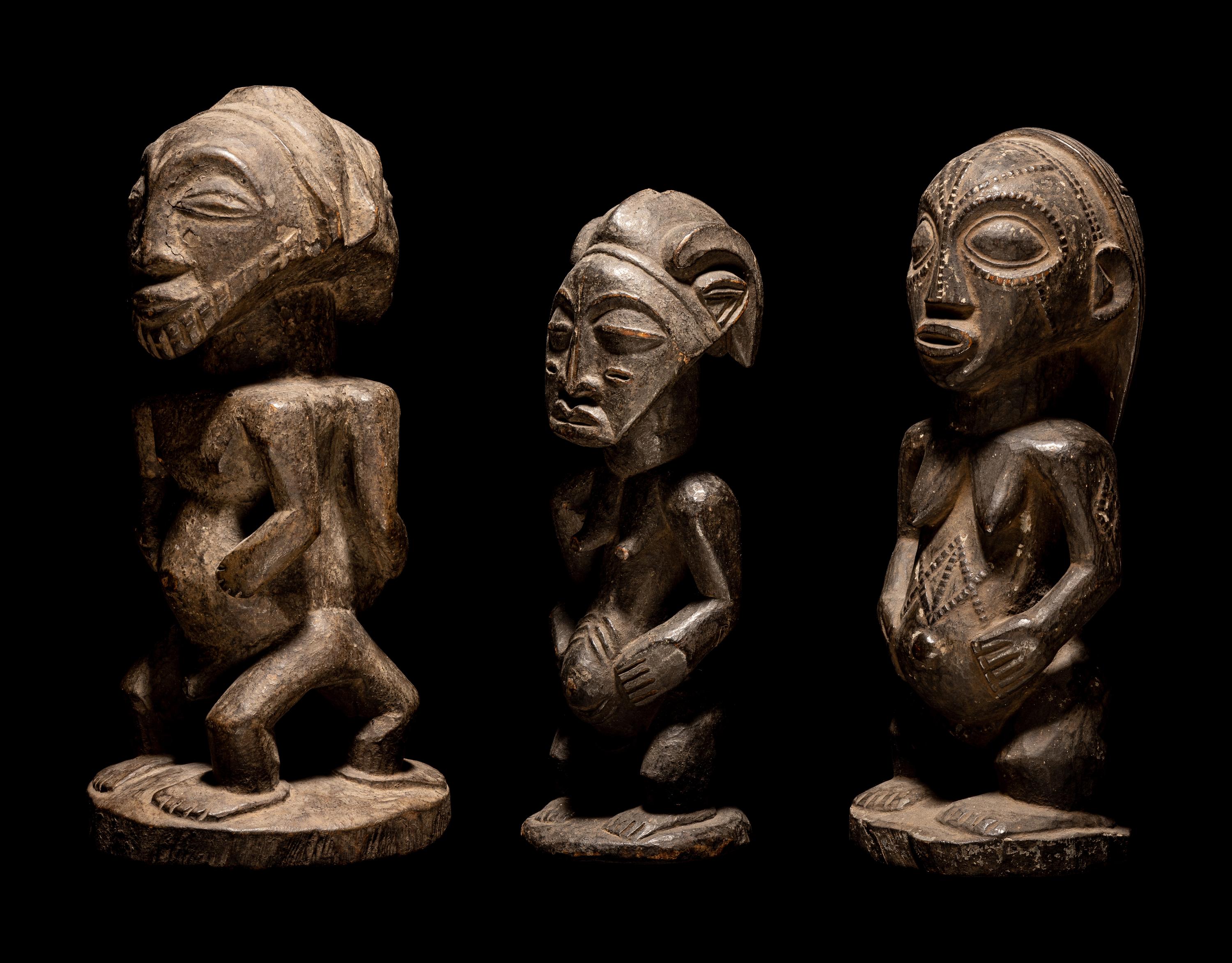 Three Baule Wood Figures