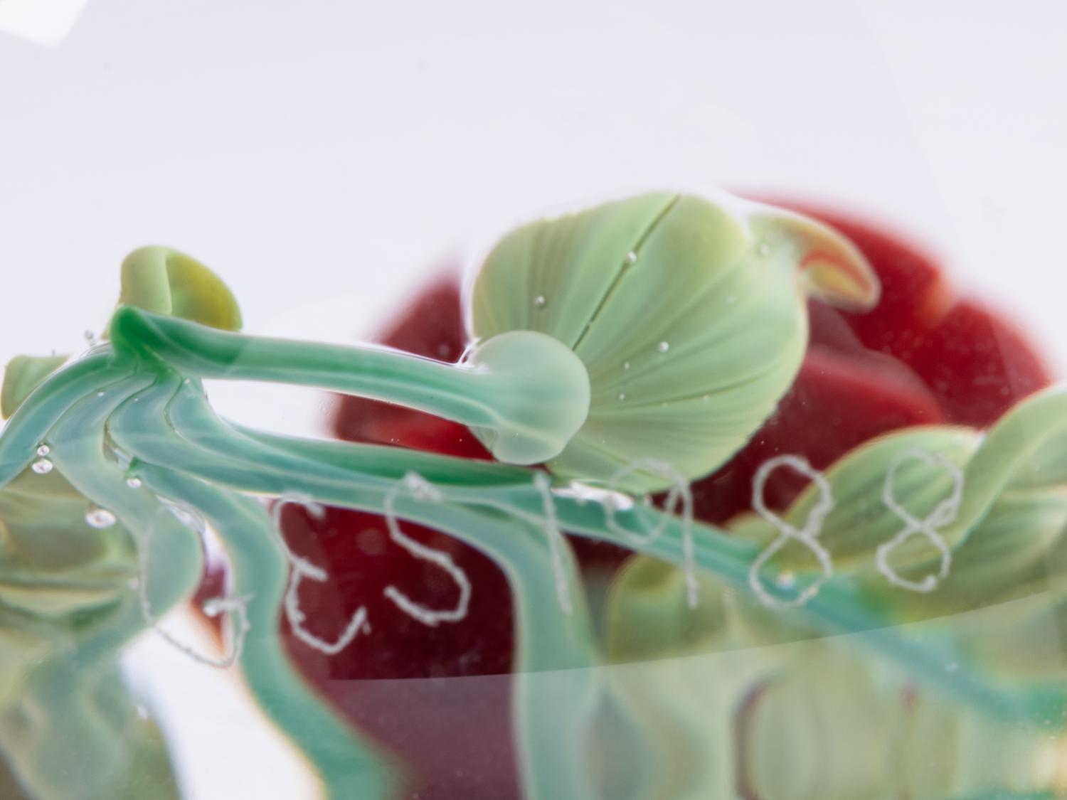A Red Rose Botanical Glass Paperweight