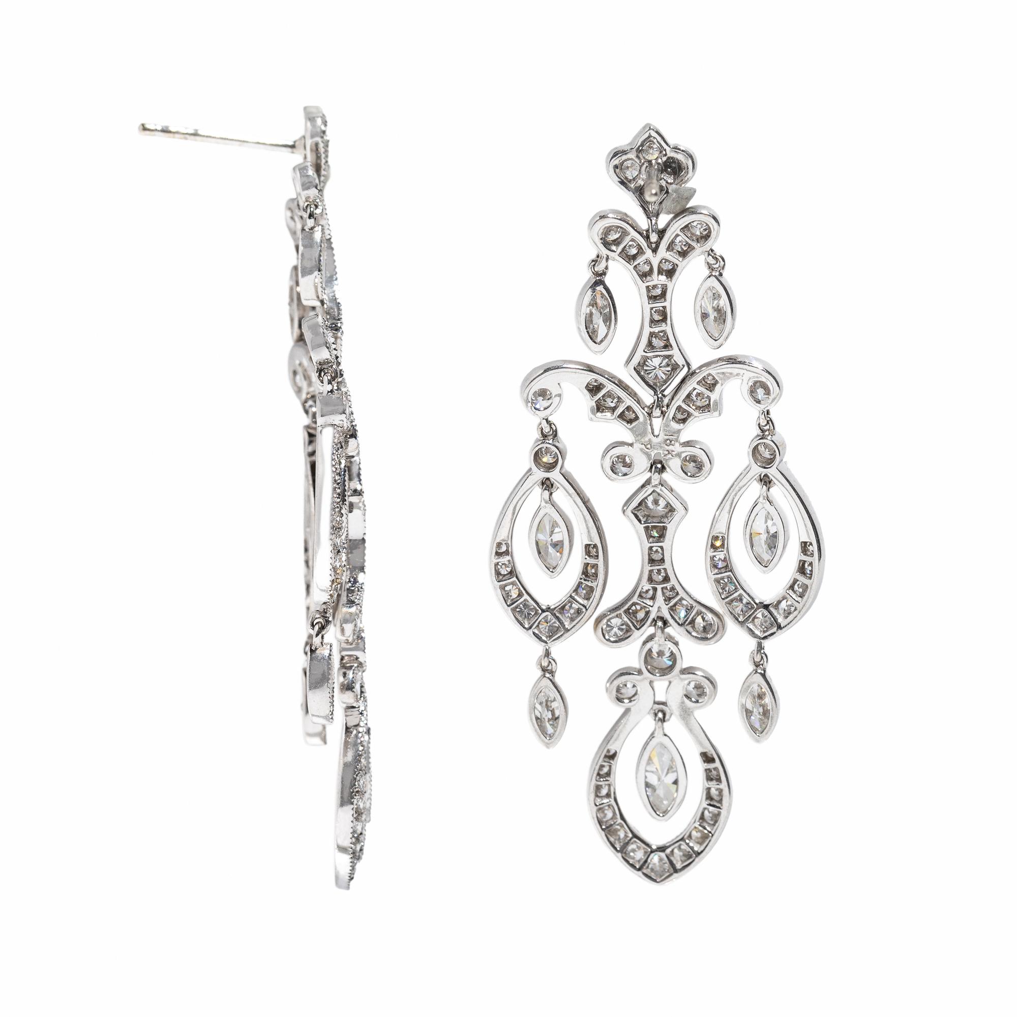 Diamond and White Gold Pendant Earrings
