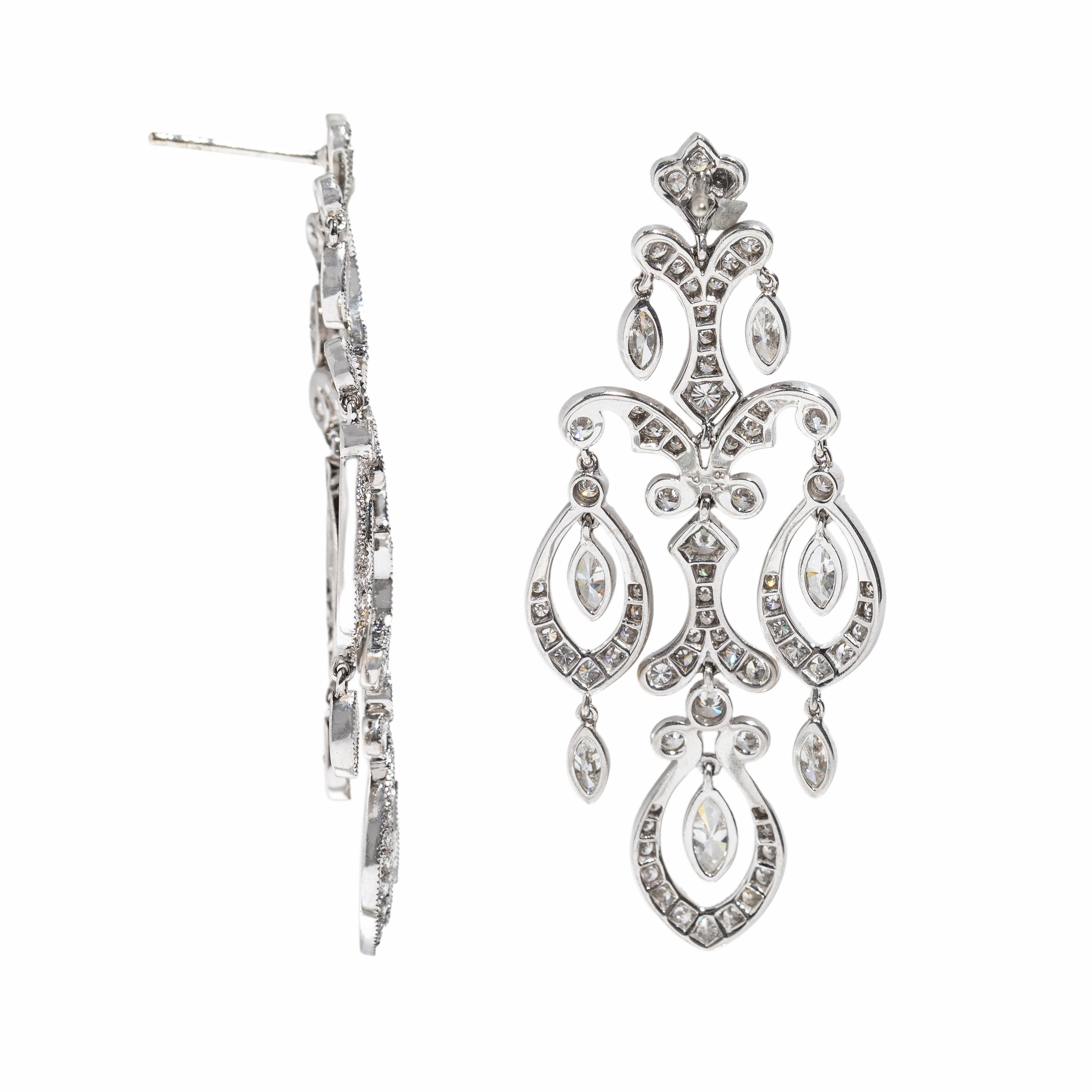 Diamond and White Gold Pendant Earrings