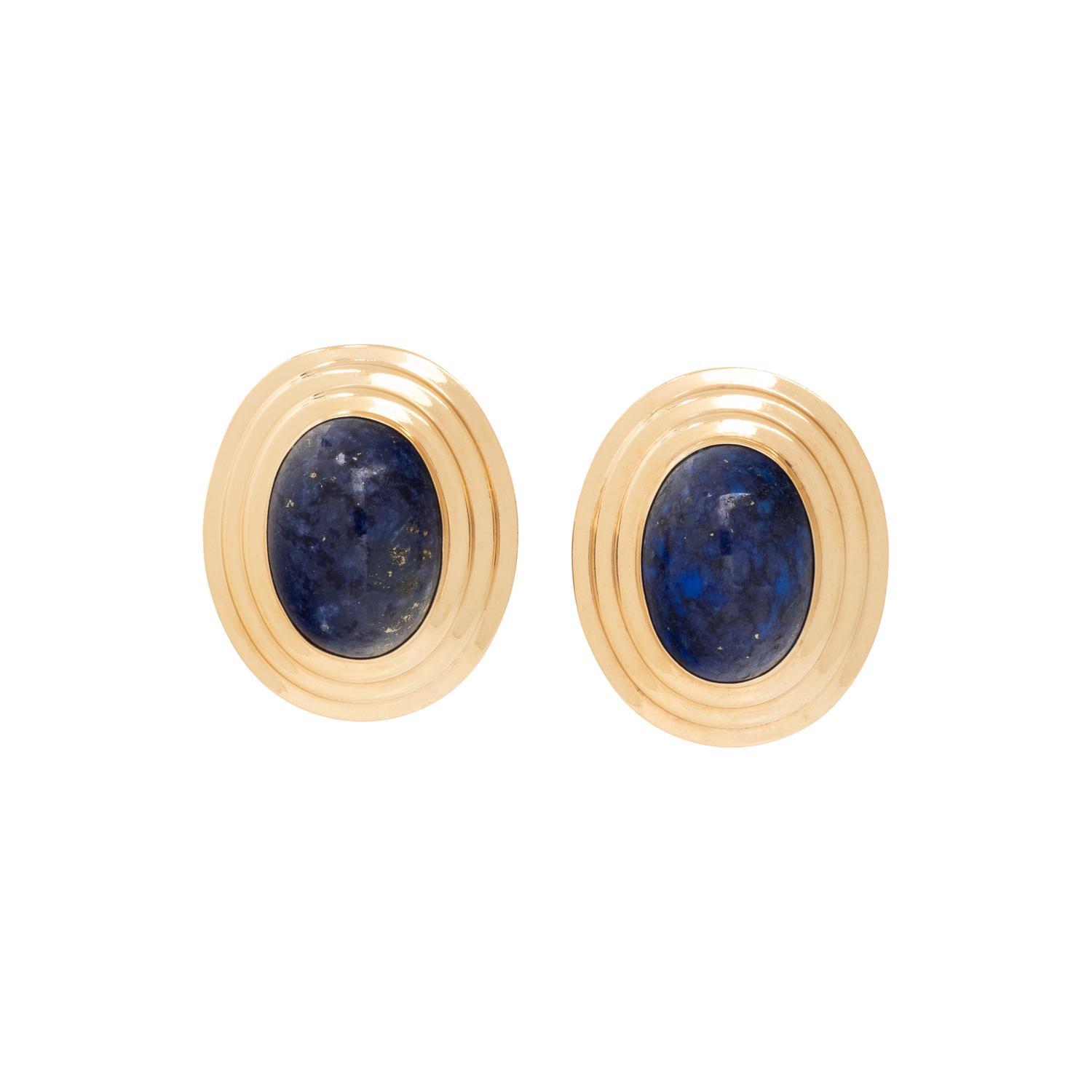 YELLOW GOLD AND LAPIS LAZULI EARCLIPS