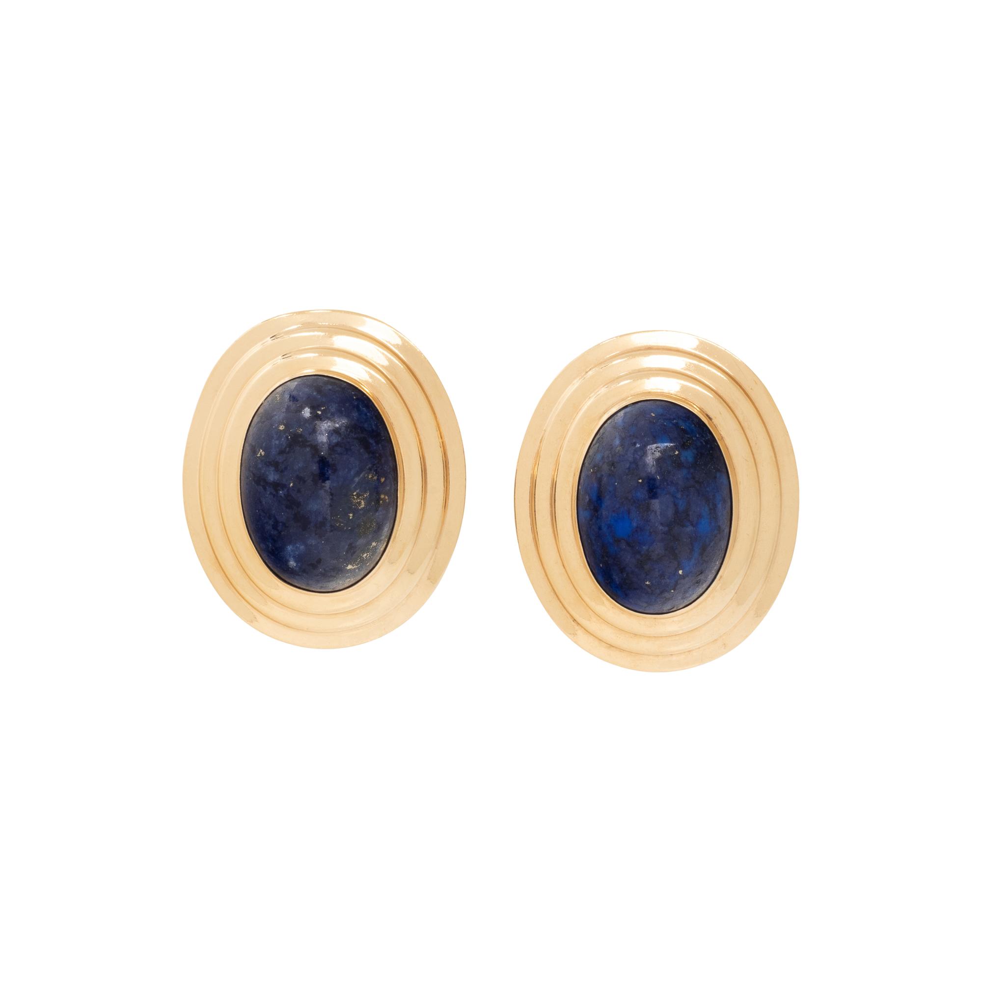 YELLOW GOLD AND LAPIS LAZULI EARCLIPS