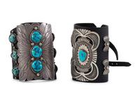 Pair of Navajo Silver and Turquoise Ketohs