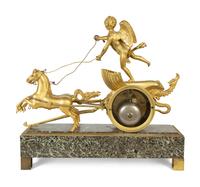 A French Gilt Bronze and Marble Mantel Clock