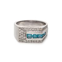 IRRADIATED BLUE DIAMOND AND DIAMOND RING