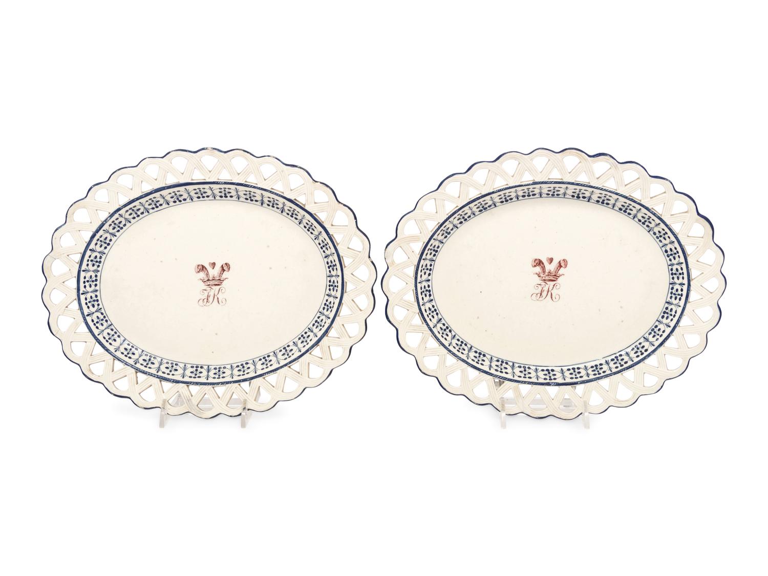 A Pair of English Reticulated Creamware Trays