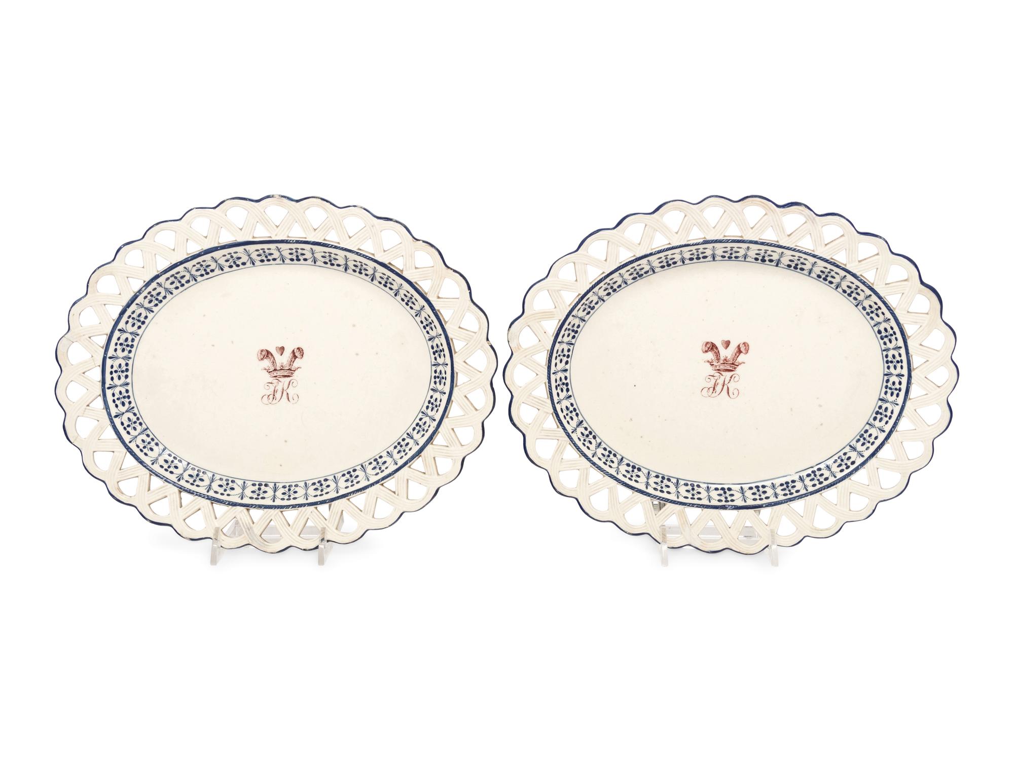 A Pair of English Reticulated Creamware Trays