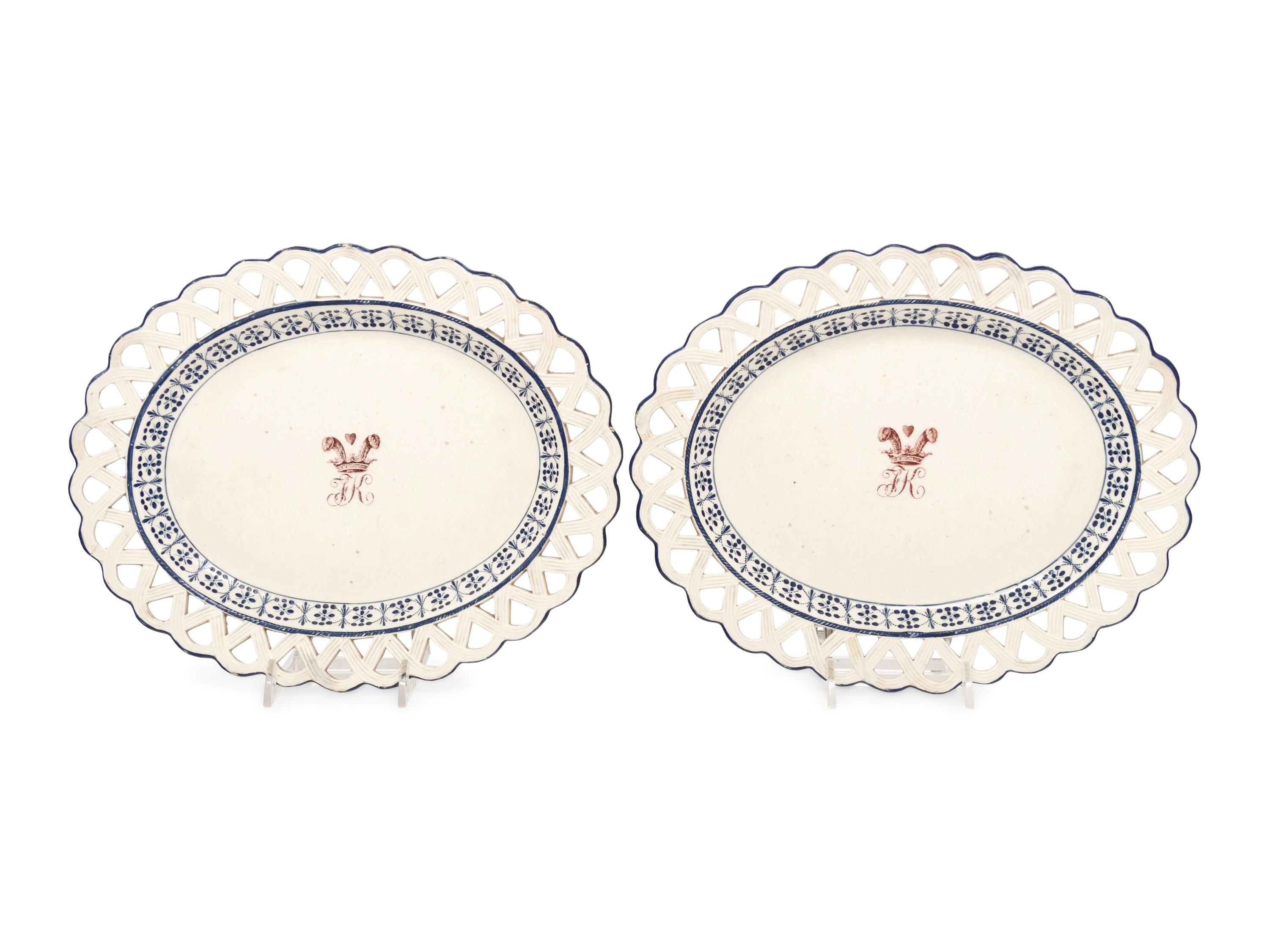 A Pair of English Reticulated Creamware Trays
