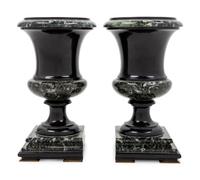 A Pair of Two-Tone Marble Urns